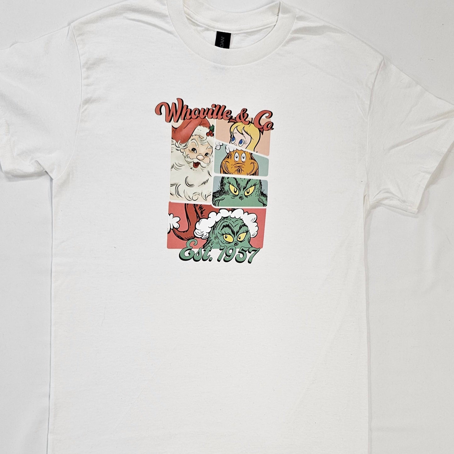 White t-shirt with graphic design on a white background