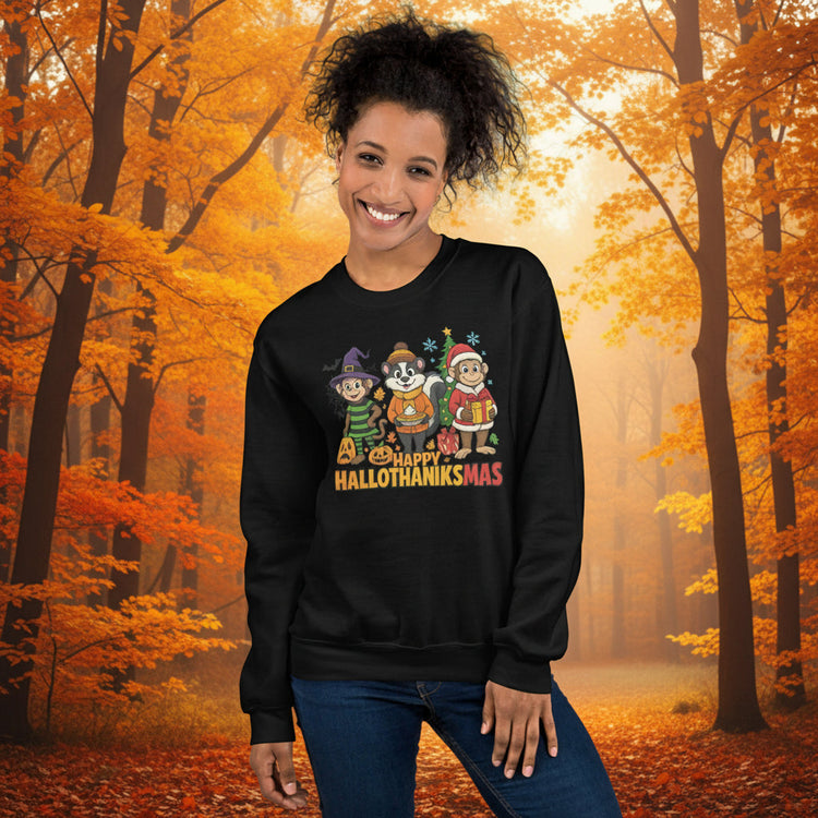 Navy Blue Hoodie with three ghosts and the word BOO!