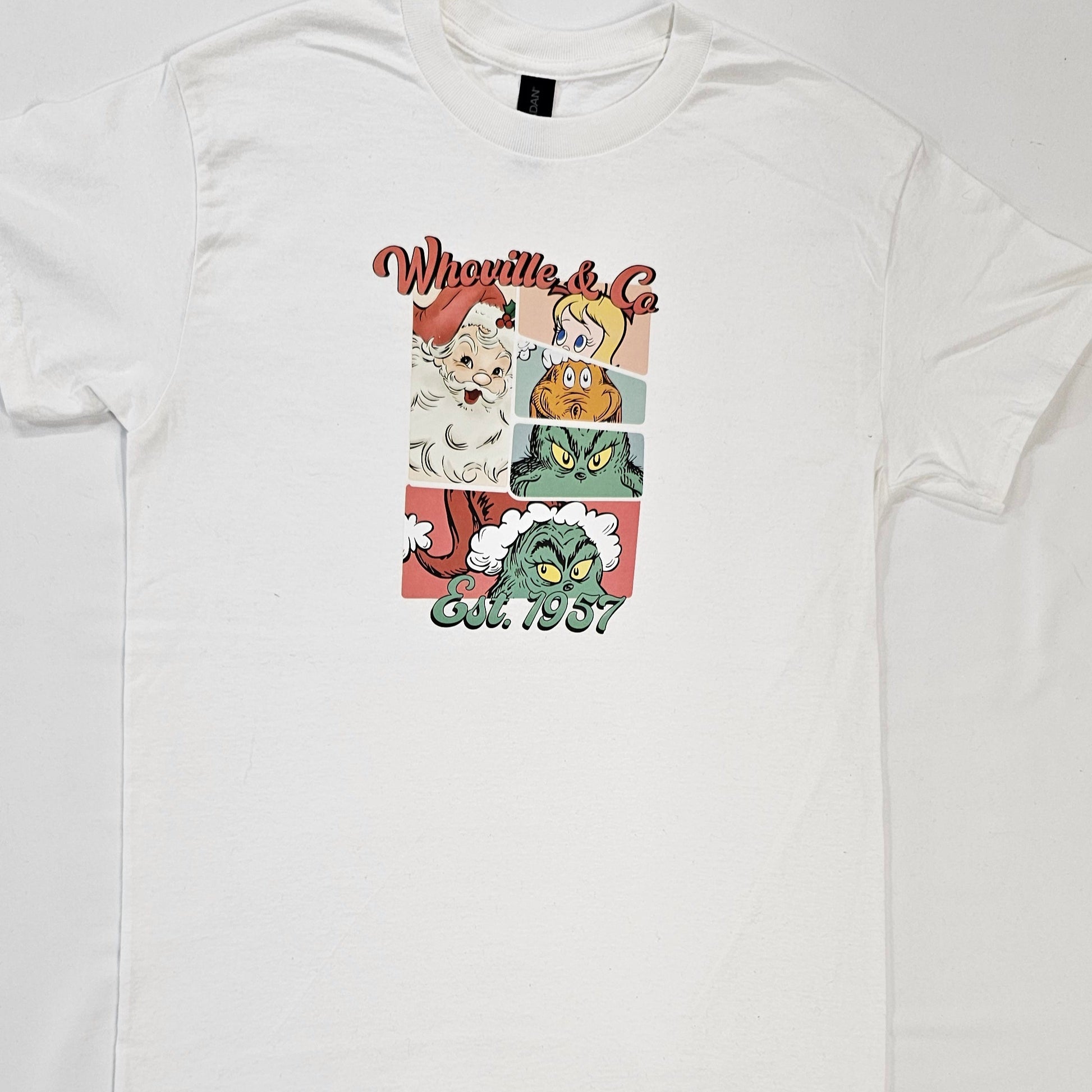 White t-shirt with graphic design on a white background