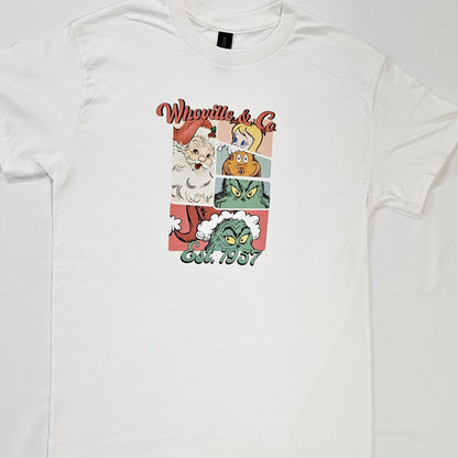 White t-shirt with graphic design on a white background