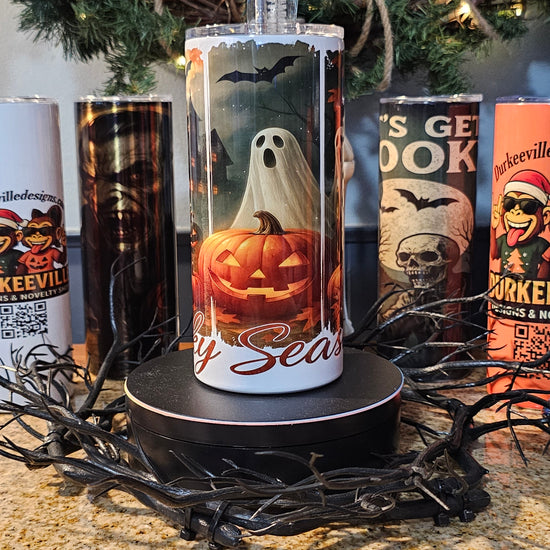 Spooky Season 30oz Tumbler With metal straw and cleaner